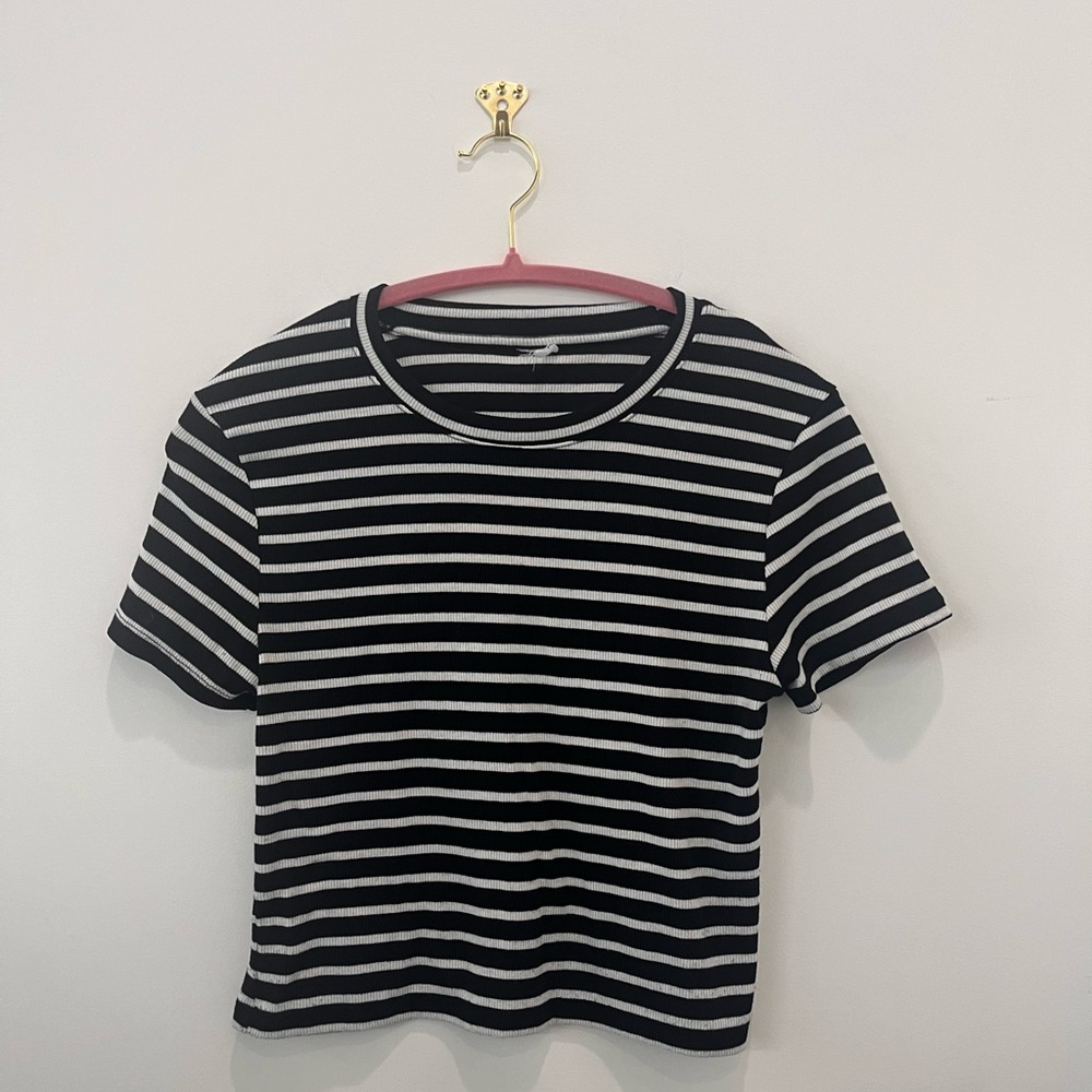 Black and White Striped Women's Top